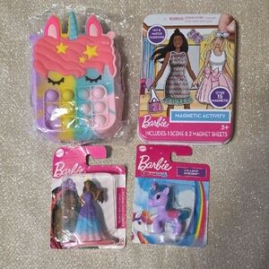 Barbie Valentines Day Unicorn Pop It Purse and Activity Set Bundle
